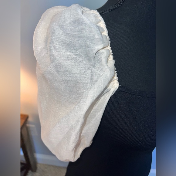 COPY - Lilly’s Kloset Womens Bodycon Stretch Black Dress Midi Beige Puff Sleeve… - Picture 5 of 6